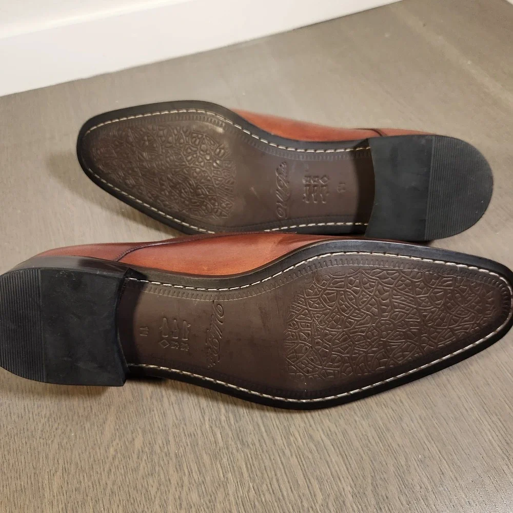 Vellapais Men's Brown Burnished Leather Derby Dress Shoes Size 14 EU 49 48549